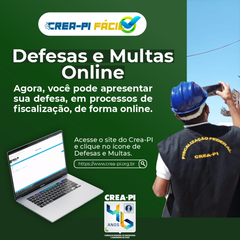 Defesas e Multas Online é o novo lançamento do Crea-PI Fácil