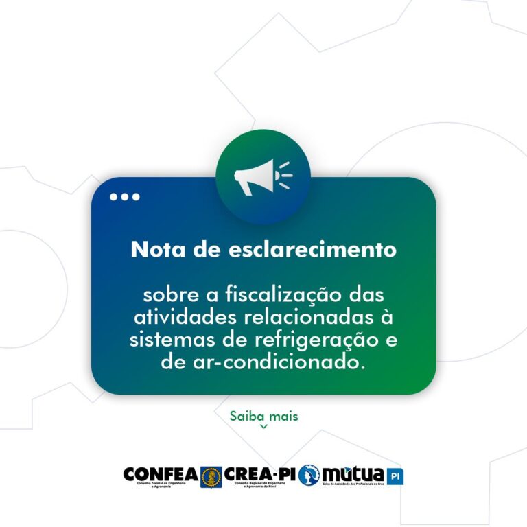 Nota de esclarecimento sobre a fiscalização das atividades relacionadas aos sistemas de refrigeração e de ar condicionado.