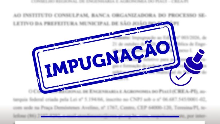 Crea-PI pede impugnação de edital de seletivo em São João do Piauí por salário abaixo do piso da Engenharia